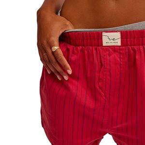 Free People We The Free Crimson Striped Boxer-style Shorts